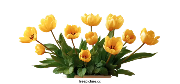 [Transparent Background PNG]Yellow Tulips Bouquet in a Vase