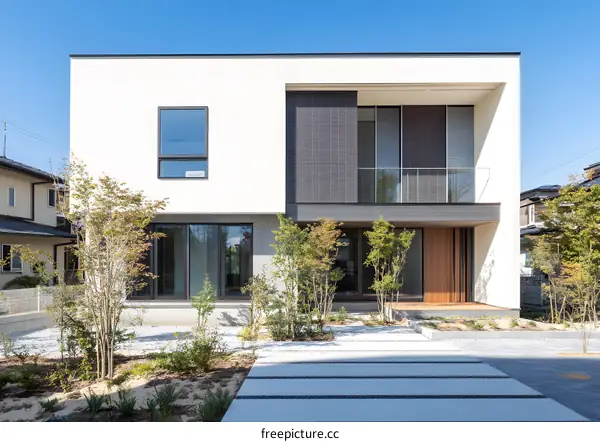Modern Two Story House with Garden and Patio