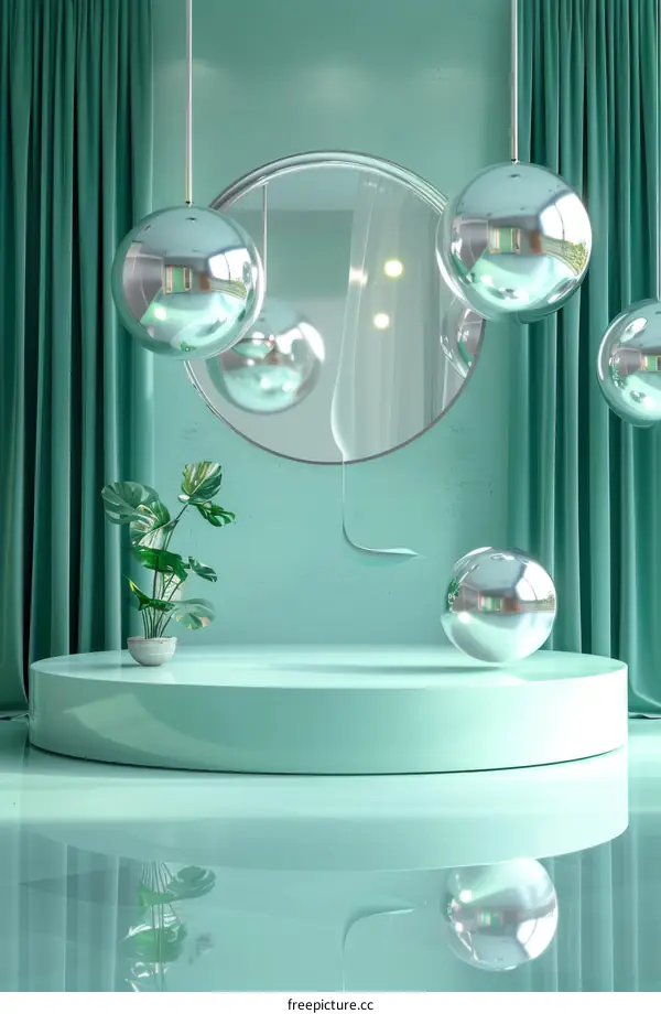 Mint Green Modern Geometric Display Podium