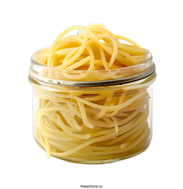 [Transparent Background PNG]Close Up of Spaghetti in Glass Jar