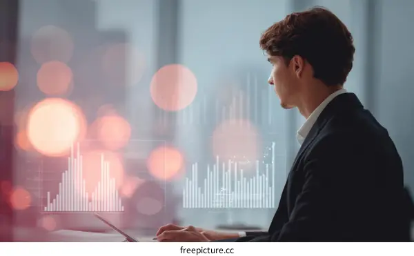 Businessman Analyzing Data in Modern Office