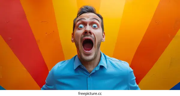 Man with his mouth wide open and eyes bulging in shock