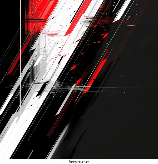 Abstract Geometric Painting in Black, Red, and White