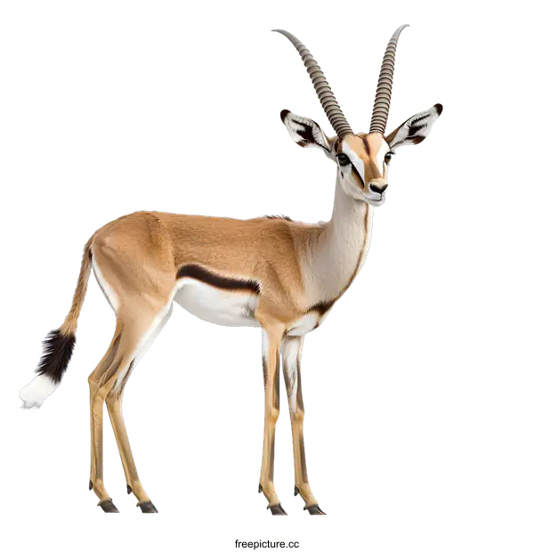 [Transparent Background PNG]Close Up of a Standing  Gazelle with White Background