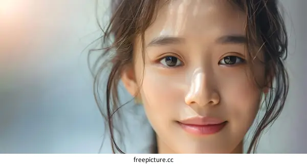 Close Up Portrait of a Young Asian Woman with Soft Lighting