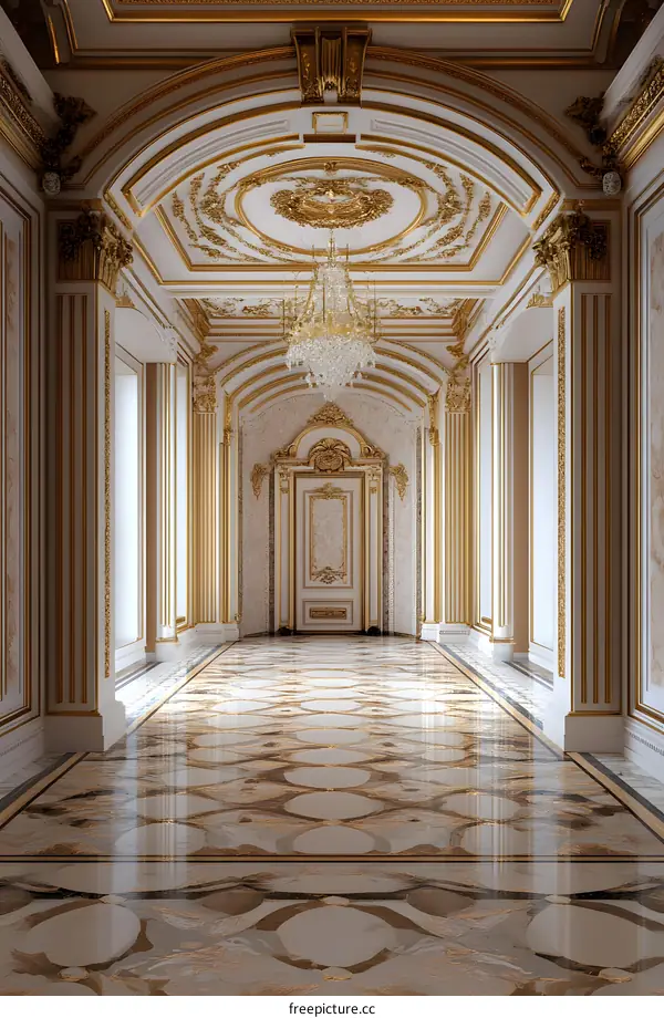 Luxury Gold and White Hallway Interior Design