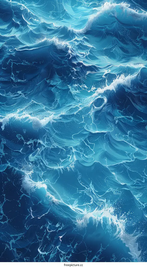 Deep Blue Ocean Waves: Serenity and Majesty
