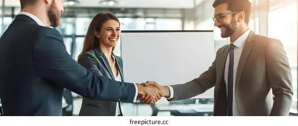 Business Professionals Shaking Hands in Office