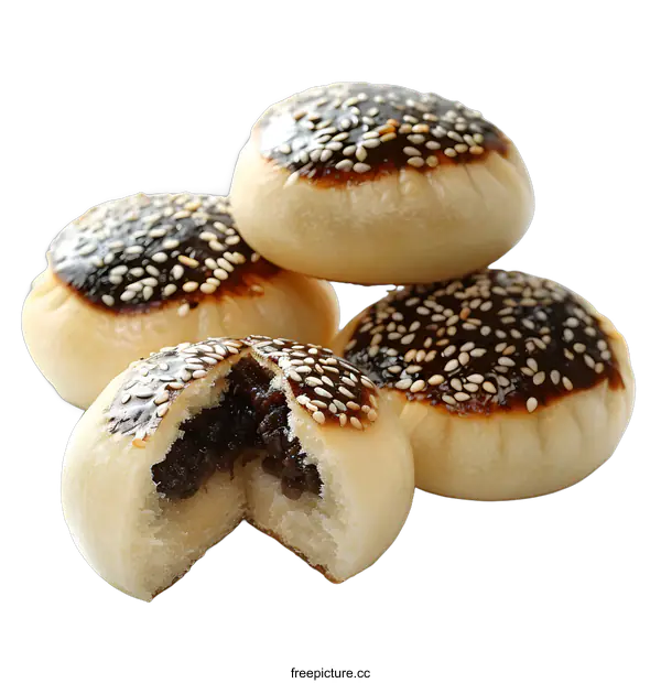 [Transparent Background PNG]Red Bean Paste Bread on White Background