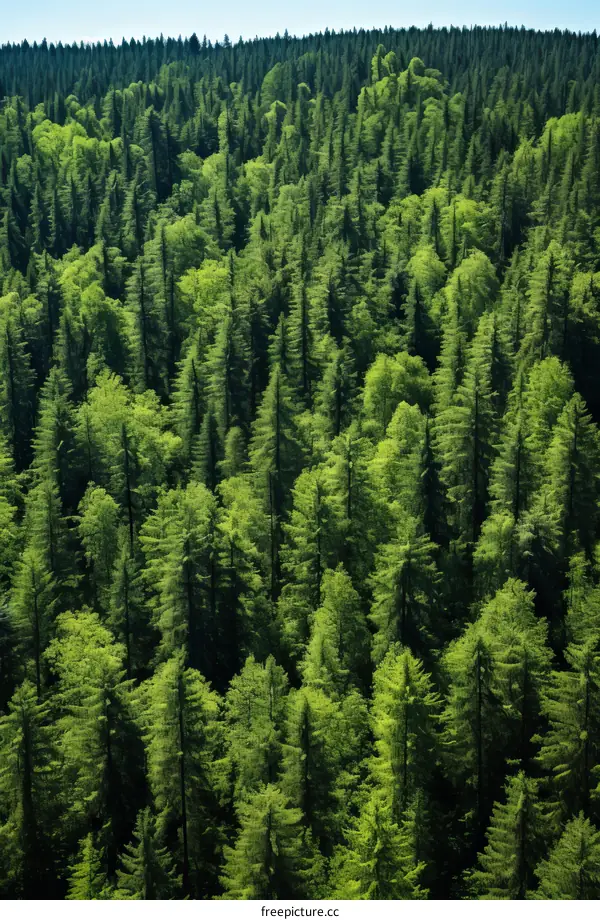 An Aerial View of a Lush Green Coniferous Forest