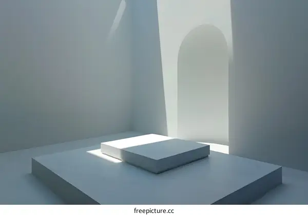 White Minimalist Room With Archway And Podiums