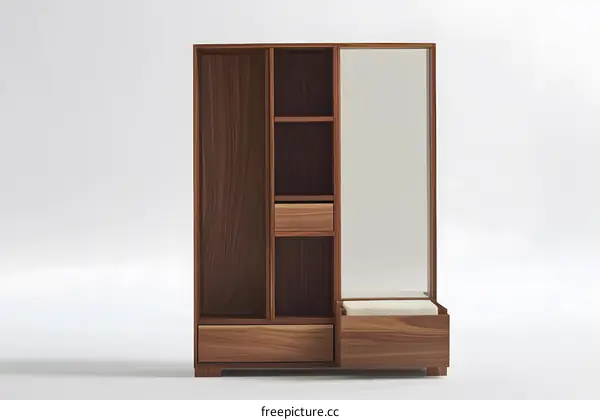 Modern Wooden Cabinet with Mirror and Drawers