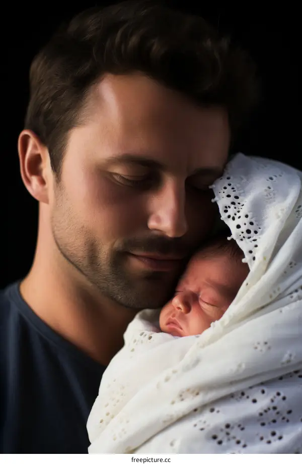 Father and newborn baby