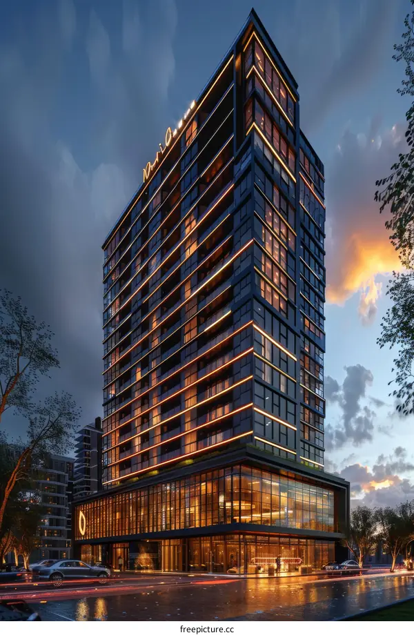 Modern Skyscraper Architectural Design at Dusk
