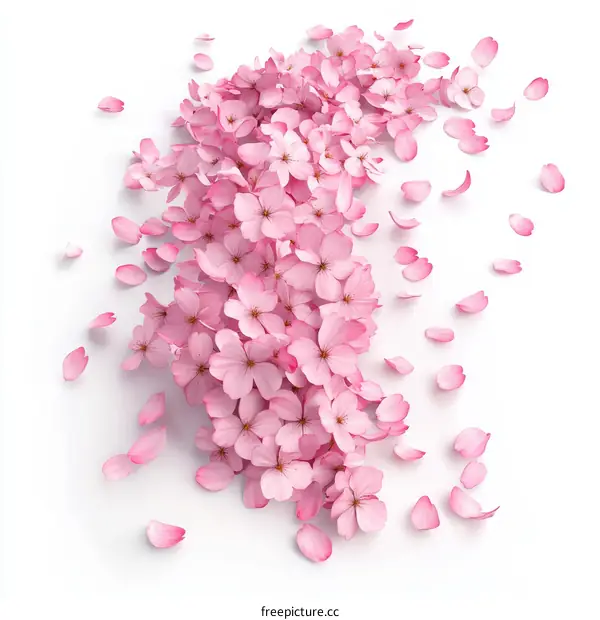 Beautiful Pink Cherry Blossom Flowers on White Background