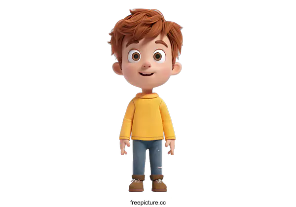 [Transparent Background PNG]Smiling Cartoon Boy Standing