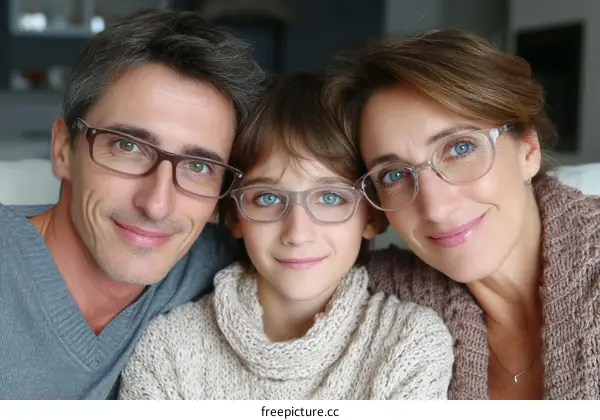 Happy Family with Glasses Posing