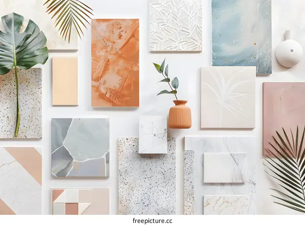 Various Types Of Tiles Arranged On A White Background