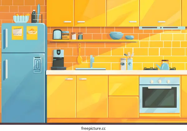 Modern Yellow Kitchen Illustration