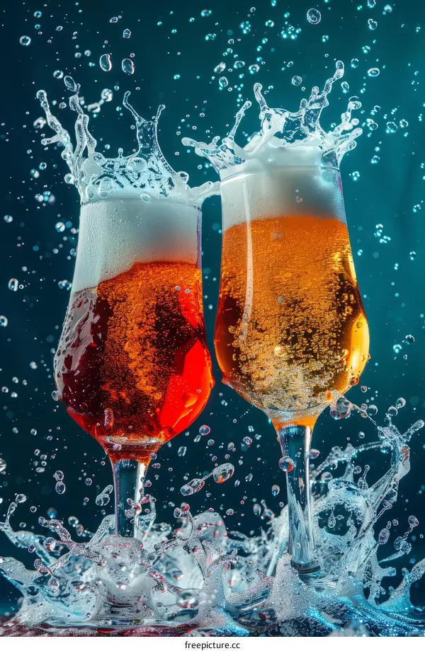 Refreshing Beer Splash with Water