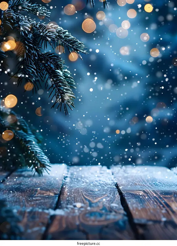 Christmas Snow Wooden Table