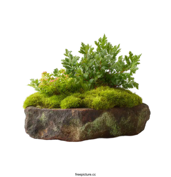 [Transparent Background PNG]Miniature Landscape Arrangement on Stone