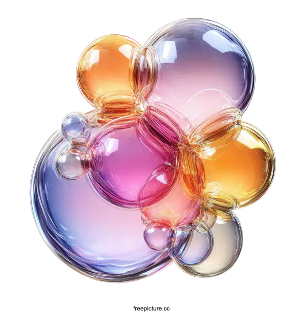 [Transparent Background PNG]Abstract Colorful Bubbles Cluster Art