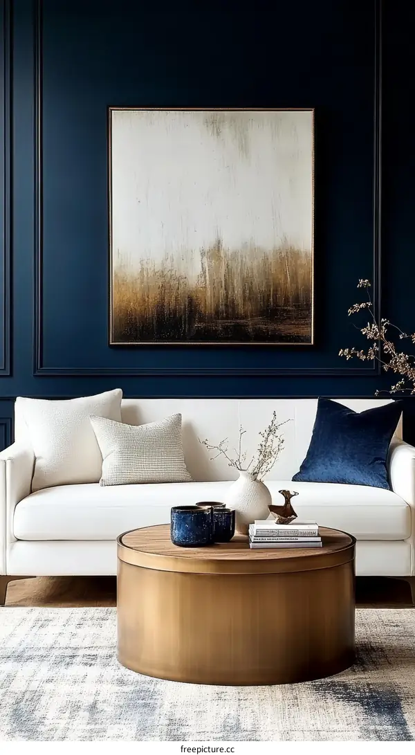 Modern Abstract Painting in a Stylish Living Room