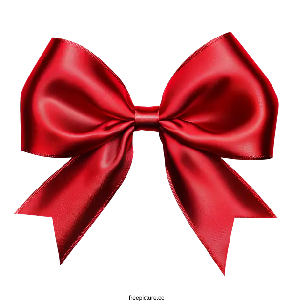 [Transparent Background PNG]Red Satin Ribbon Bow Isolated on White Background