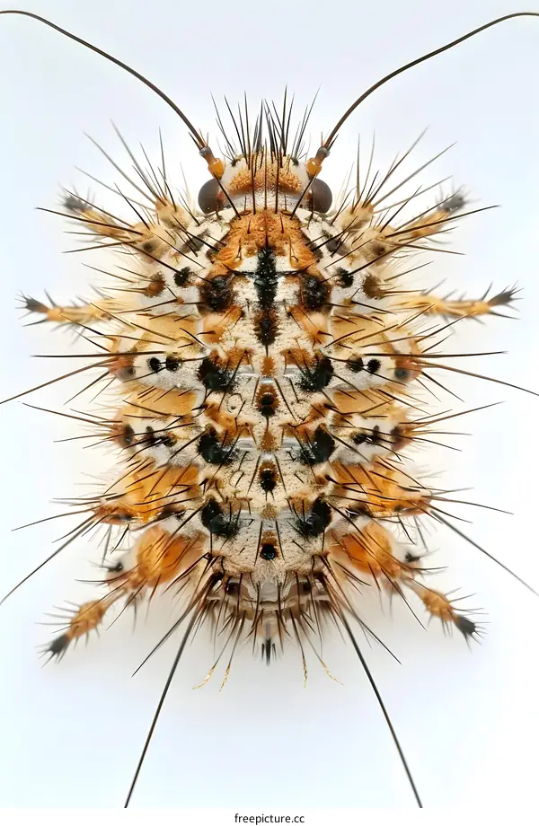 Spiky Caterpillar on White Background