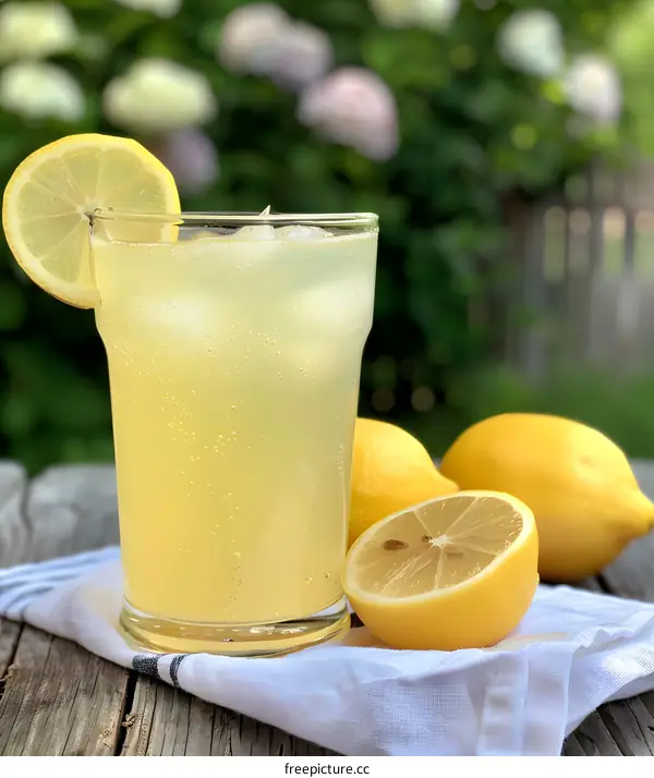 Refreshing Iced Lemonade With Lemon Slice And Whole Lemons