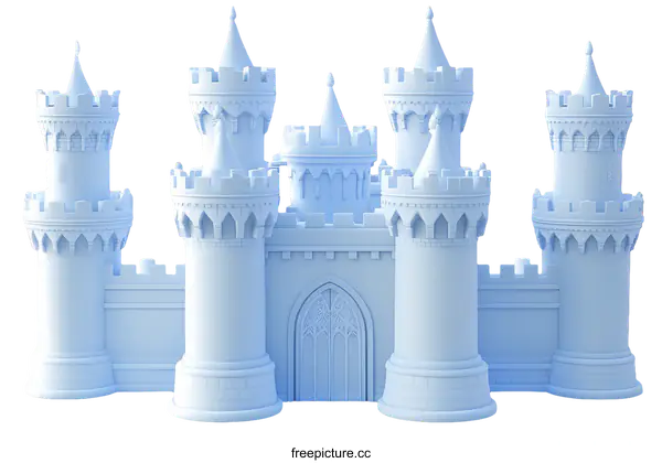 [Transparent Background PNG]Fantasy Light Blue Castle Illustration