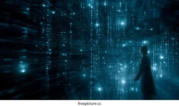 Abstract Digital Space with a Person