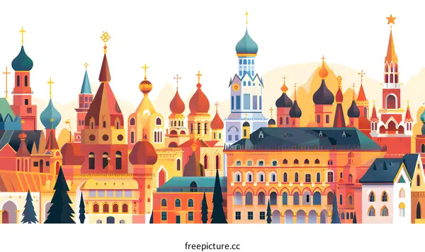 Colorful Illustration of Russian Architecture