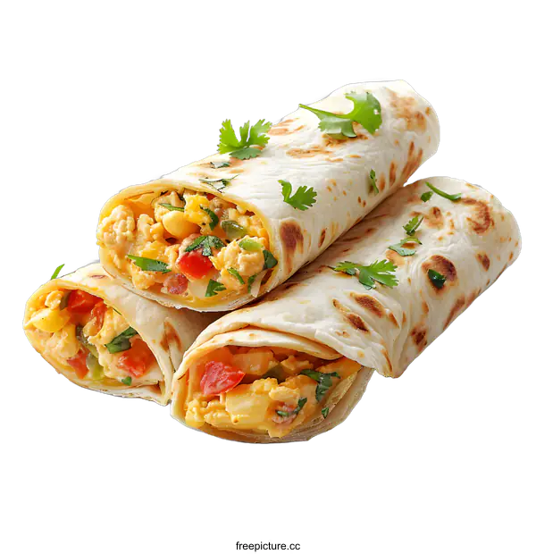 [Transparent Background PNG]Three cheese and egg burritos
