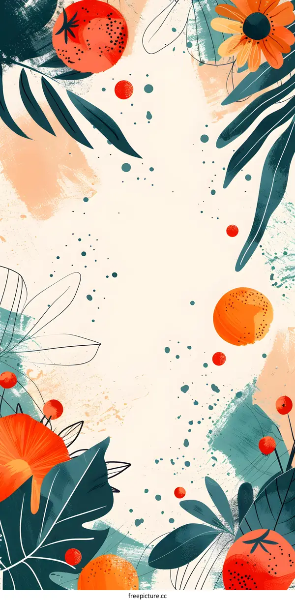 Floral Frame with Abstract Shapes