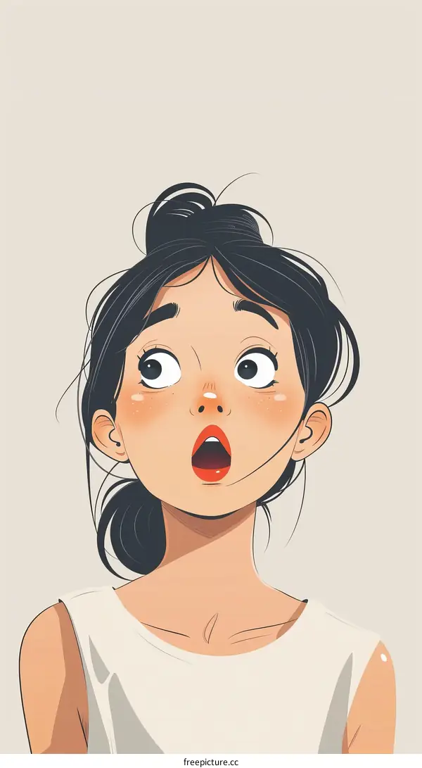 Surprised young woman with mouth open