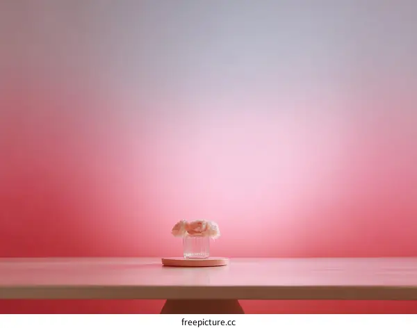 Empty Pink and White Gradient Background with Small Vase