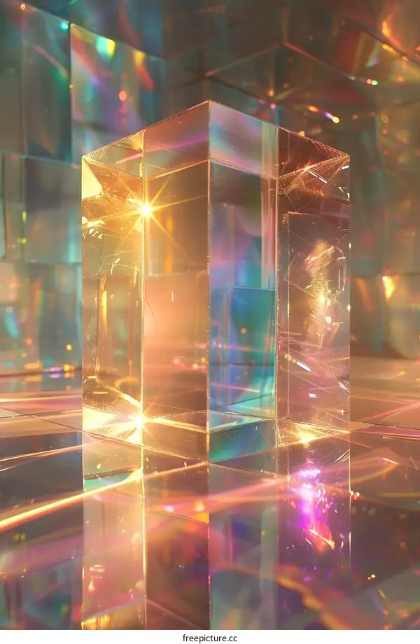 Crystal clear shining in the rainbow background