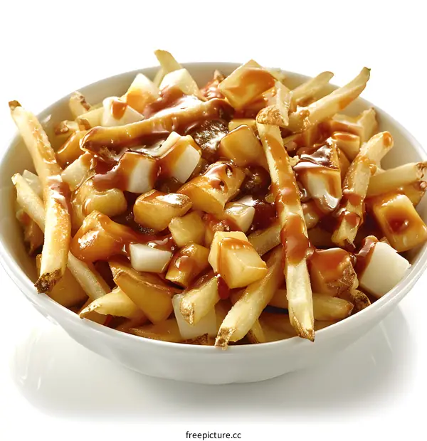 Bowl of Poutine with Fries Gravy and Cheese Curds