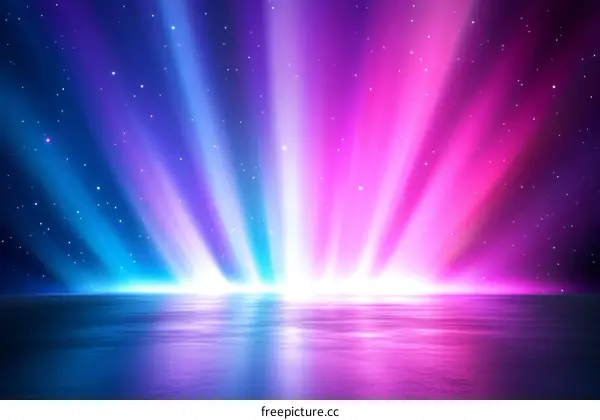 Colorful Light Rays Over Water Abstract Background
