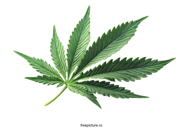 [Transparent Background PNG]Close-up Fresh Green Cannabis Leaf Image