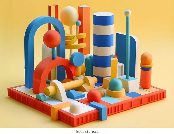 Colorful 3D geometric shapes