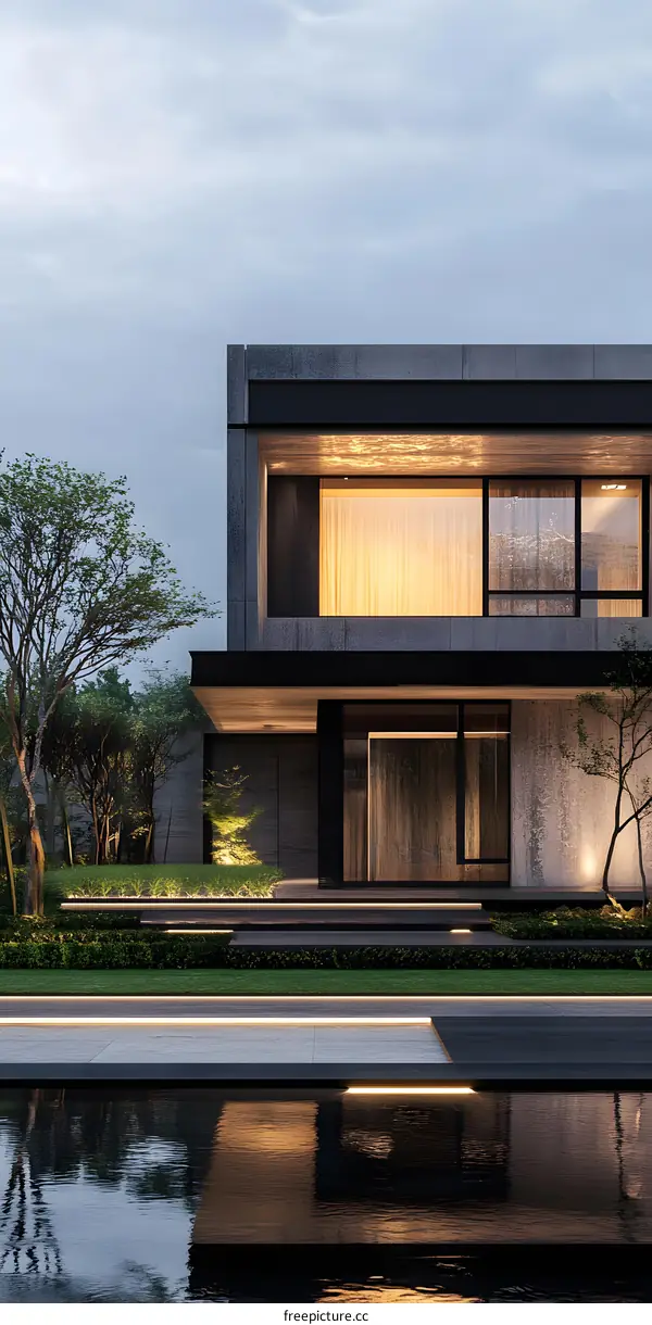 Modern Minimalist Concrete House With Pool and Lush Greenery