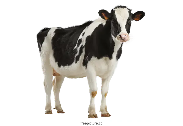 [Transparent Background PNG]Black and White Cow Isolated on White Background