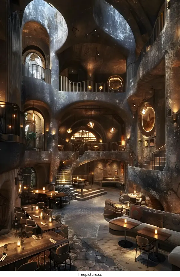 A restaurant with a Gothic architectural style