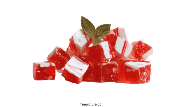 [Transparent Background PNG]Assorted Red and White Striped Candy Cubes