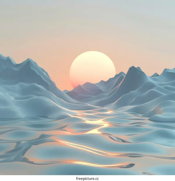 Ice and Snow Mountain Sunset