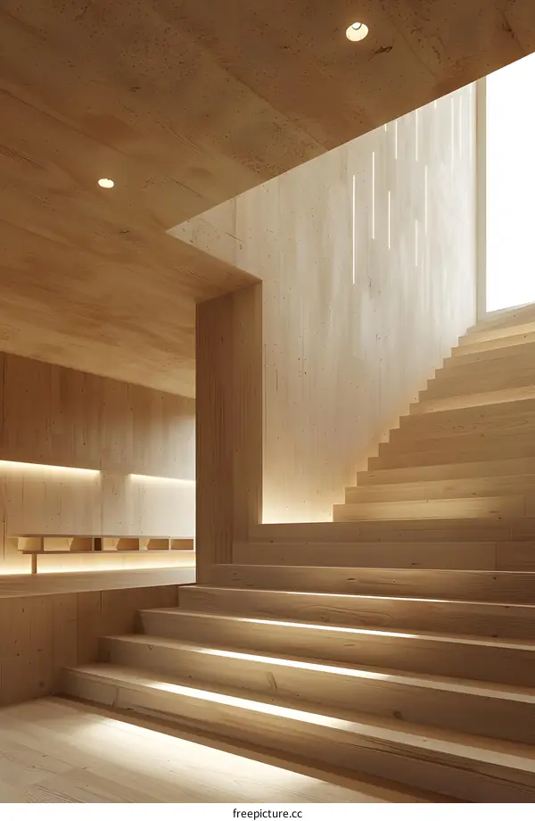 Modern Minimalist Wooden Staircase Design
