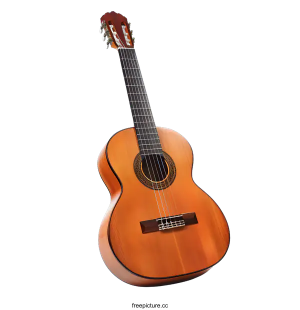 [Transparent Background PNG]An acoustic guitar with a natural wood finish